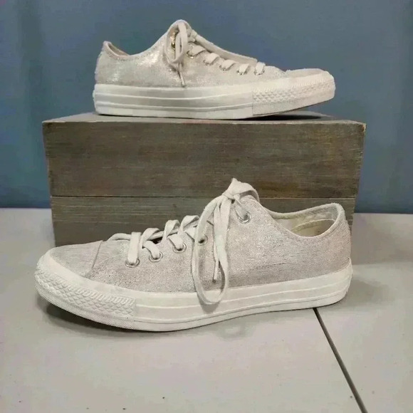 Converse Chuck‎ Taylor Low Women's Egret Metallic 561647C Shoes, Size 8 - CTAS - Picture 1 of 7